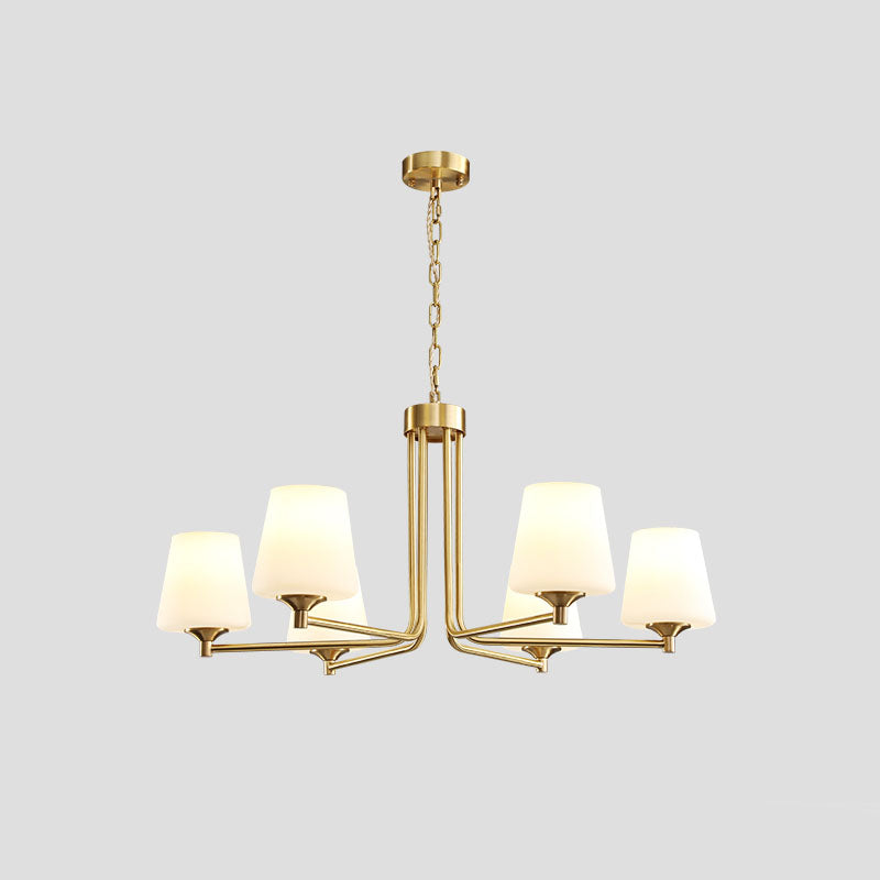 Moderne stijl conische plafondophanging verlichting multi -lichten melkglas plafond kroonluchter