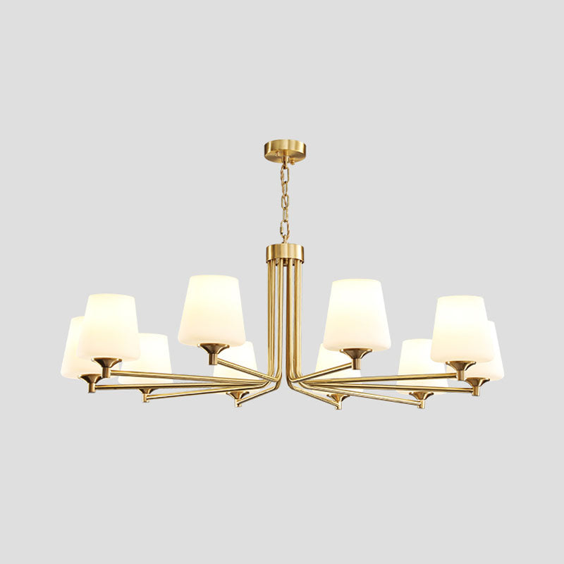 Moderne stijl conische plafondophanging verlichting multi -lichten melkglas plafond kroonluchter