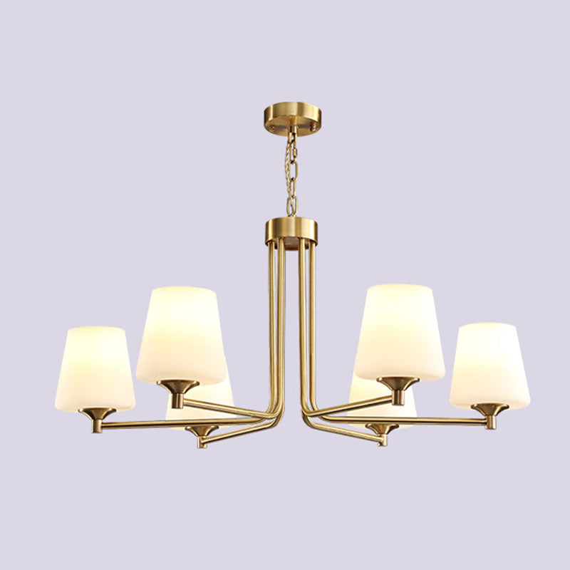 Moderne stijl conische plafondophanging verlichting multi -lichten melkglas plafond kroonluchter