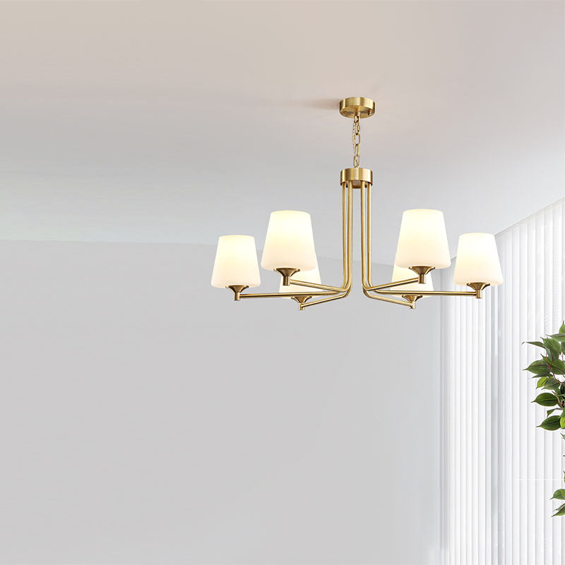 Moderne stijl conische plafondophanging verlichting multi -lichten melkglas plafond kroonluchter