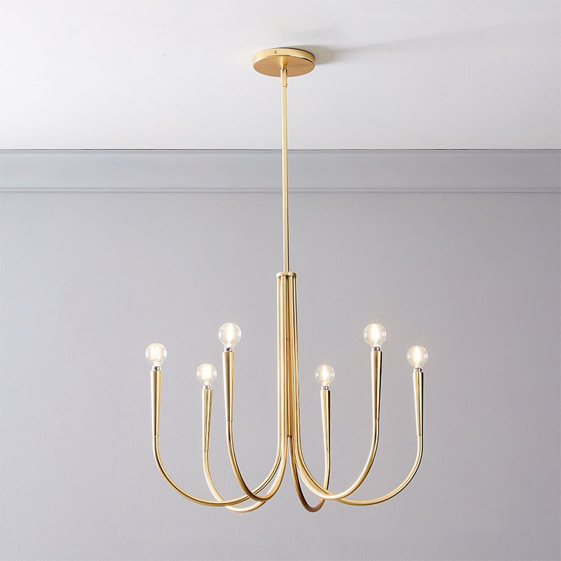 Metaal gebogen armen ophanging hanglamp moderne stijl multi -lichten hangende lamparmaturen