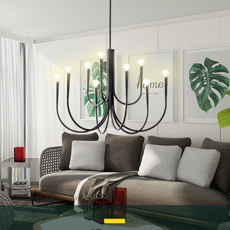 Metaal gebogen armen ophanging hanglamp moderne stijl multi -lichten hangende lamparmaturen