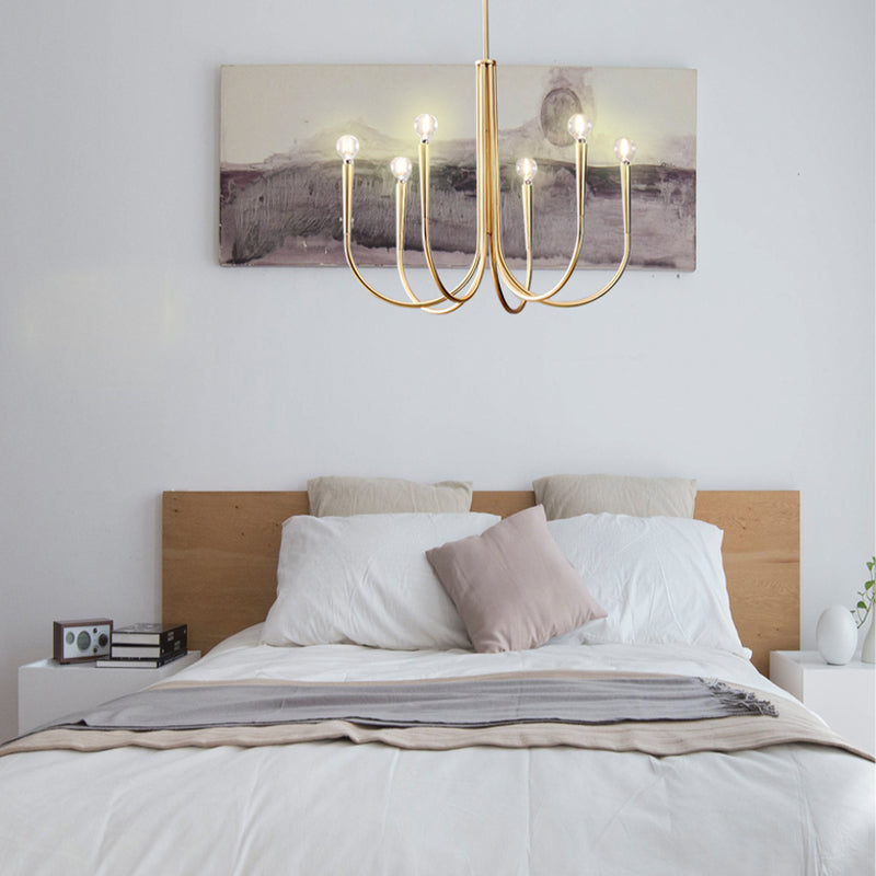 Metaal gebogen armen ophanging hanglamp moderne stijl multi -lichten hangende lamparmaturen