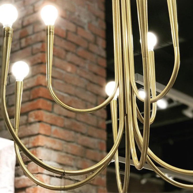 Metaal gebogen armen ophanging hanglamp moderne stijl multi -lichten hangende lamparmaturen