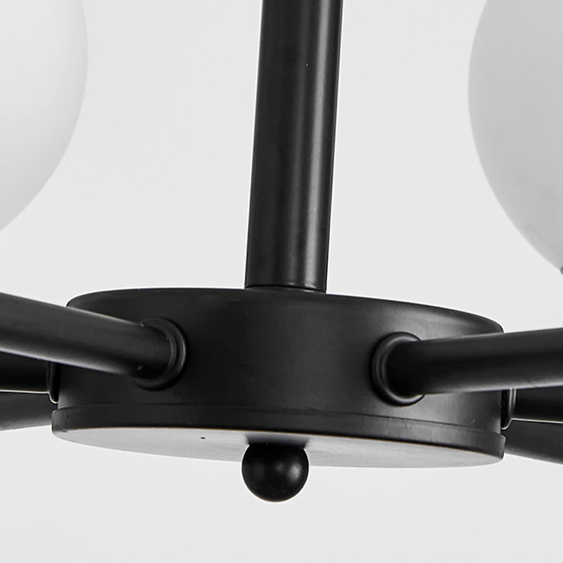 Wereldwijde melkglas hanglampverlichting armaturen moderne stijl multi -lights kroonluchter licht in zwart