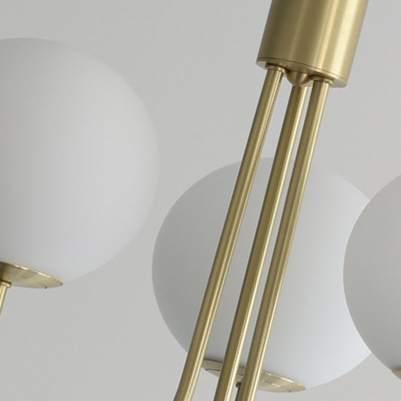 Witte glazen bol ophanging verlichtingsarmaturen moderne stijl 3-lights hanger kroonluchter in messing