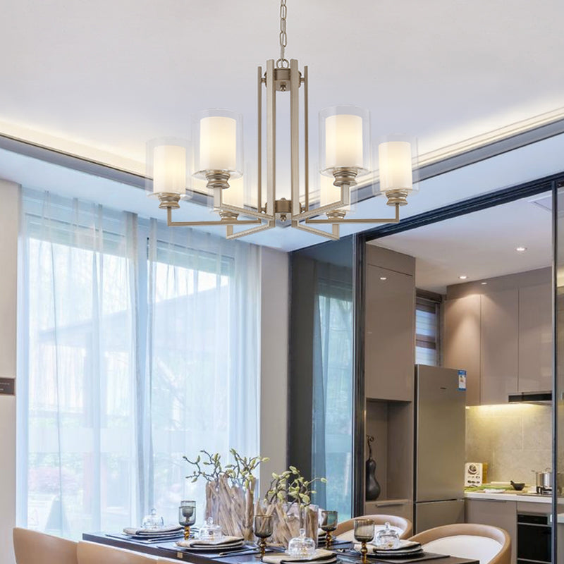 Cilinderglas kroonluchter verlichtingsarmaturen multi -lichten moderne stijl hanglamp in goud in goud