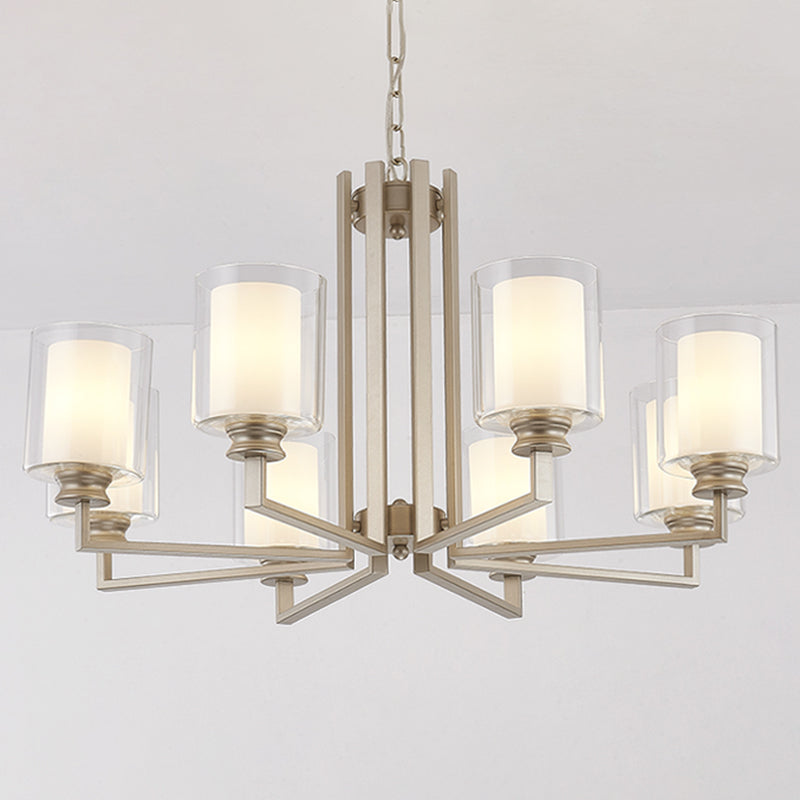 Cilinderglas kroonluchter verlichtingsarmaturen multi -lichten moderne stijl hanglamp in goud in goud