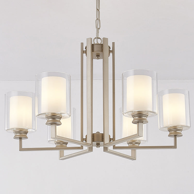 Cilinderglas kroonluchter verlichtingsarmaturen multi -lichten moderne stijl hanglamp in goud in goud