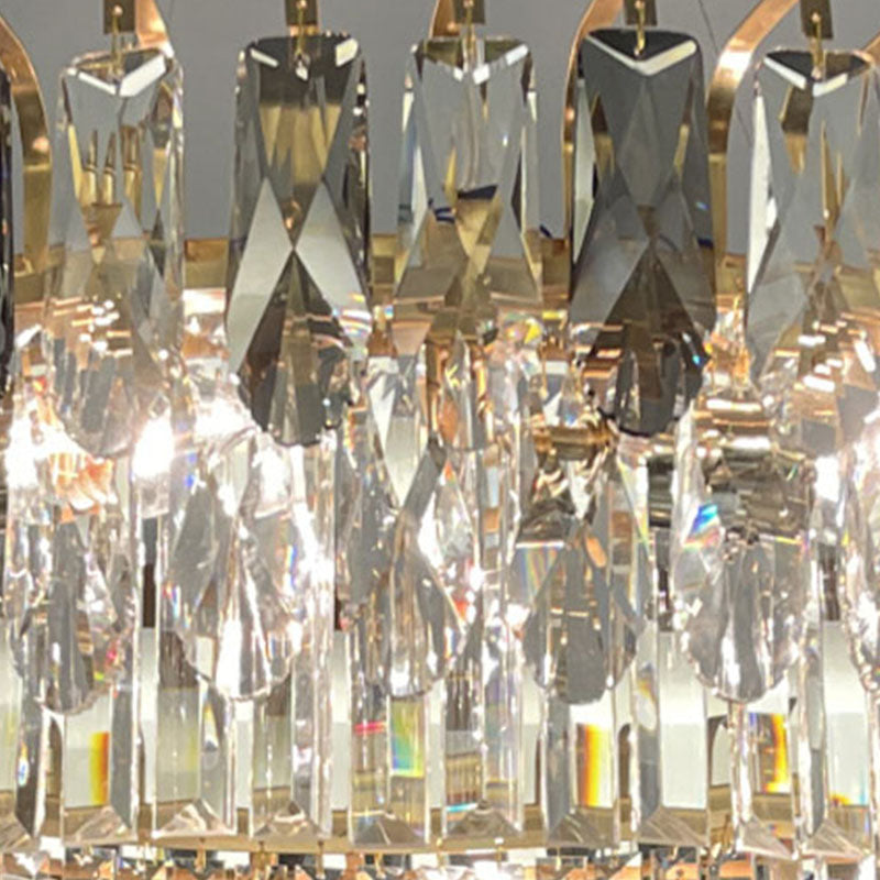 Multi Lights Round Chandelier Lighting Fixtures Contemporary Crystal Island Lighting Glass