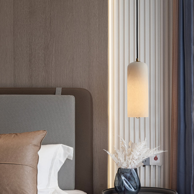 Marble Minimalist Hanging Lamp, Nordic Cylinder Shade Pendant Lighting for Living Room