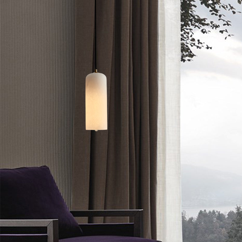 Marble Minimalist Hanging Lamp, Nordic Cylinder Shade Pendant Lighting for Living Room
