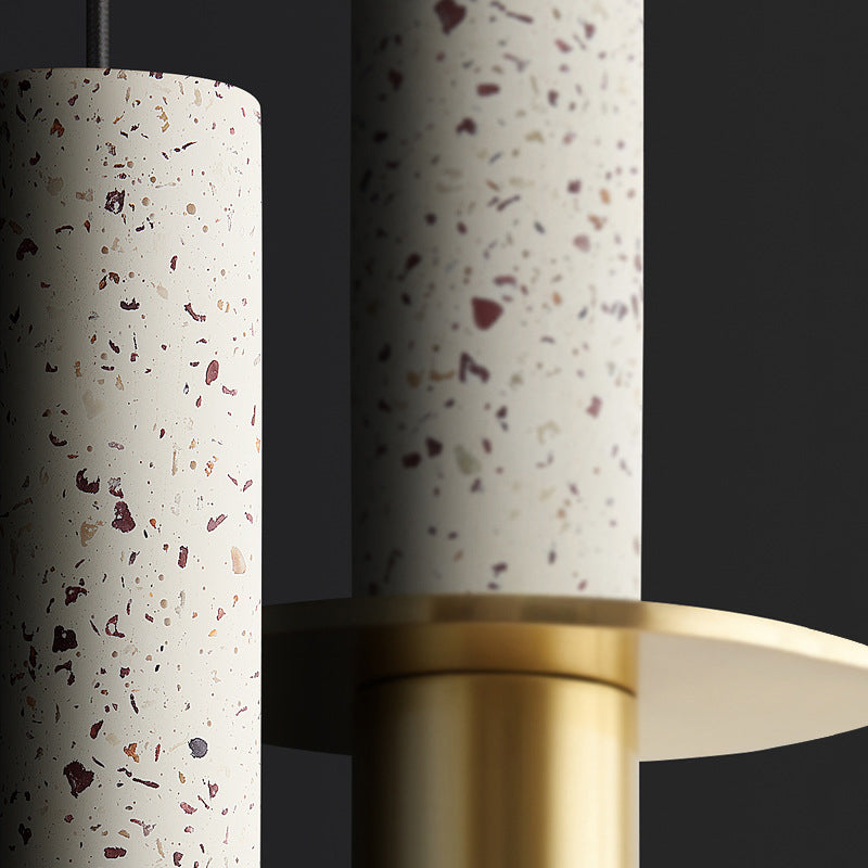 Lampada sospesa a 1 luce in marmo, illuminazione a sospensione cilindri nordici per soggiorno