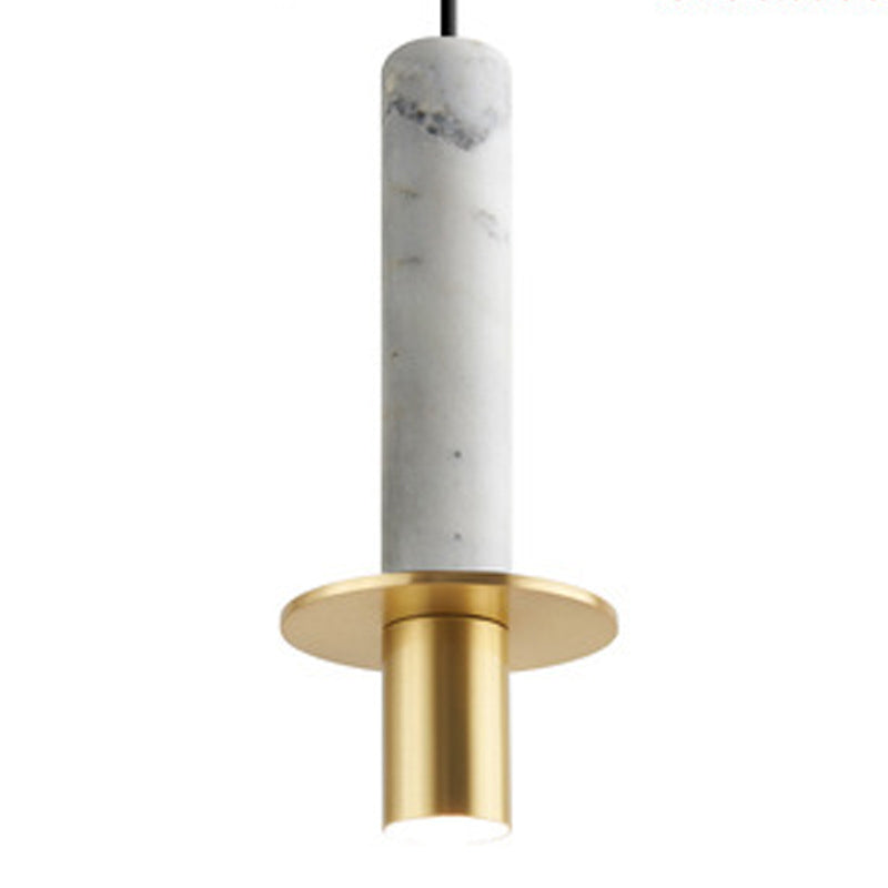 Lampada sospesa a 1 luce in marmo, illuminazione a sospensione cilindri nordici per soggiorno