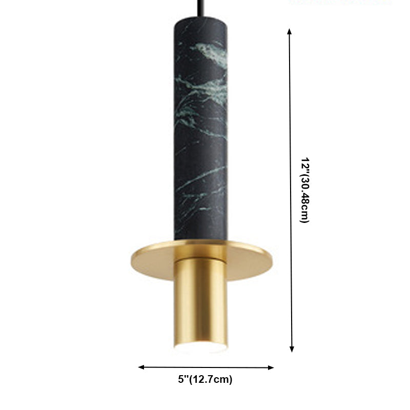 Lampada sospesa a 1 luce in marmo, illuminazione a sospensione cilindri nordici per soggiorno