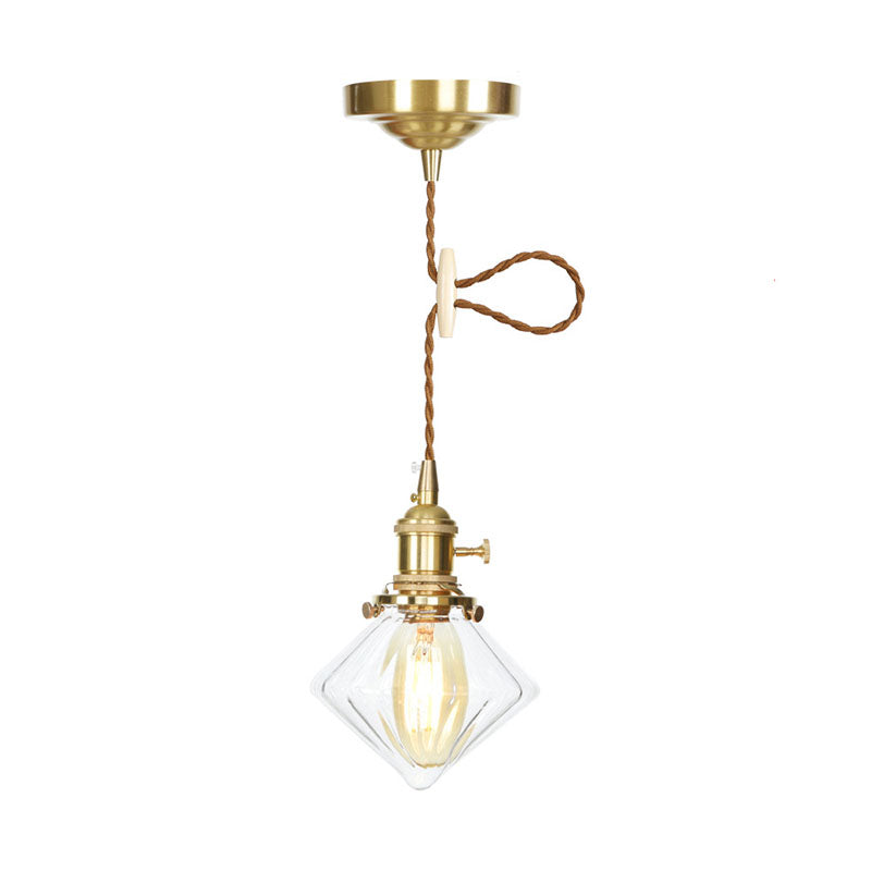 Luci a soffitto a sospensione geometrica industriale a 1 luci di vetro a pendente.