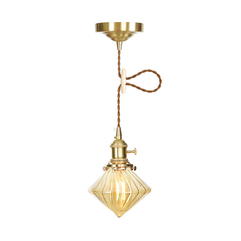 Luci a soffitto a sospensione geometrica industriale a 1 luci di vetro a pendente.