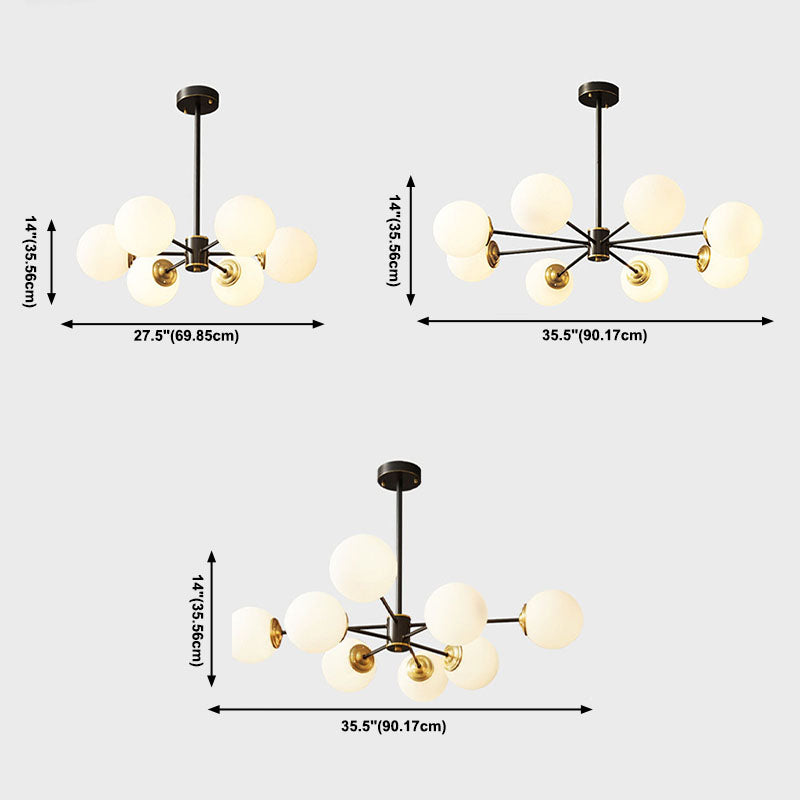 Moderne stijl wit glas kroonluchter verlichting multi -lights bol plafond hanglamp