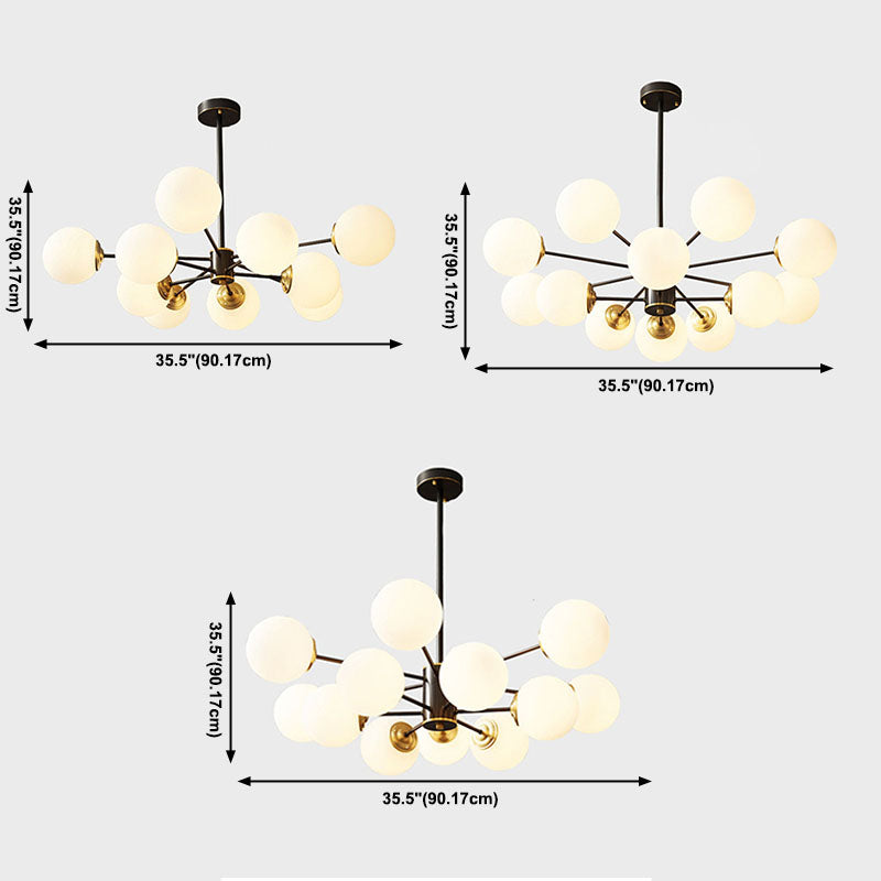 Moderne stijl wit glas kroonluchter verlichting multi -lights bol plafond hanglamp
