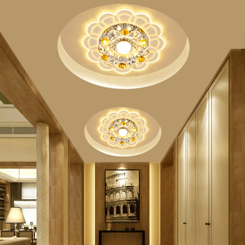 LED-Kristall-Deckenleuchte, moderne Flur-Unterputz-Deckenleuchte mit Loch 2–3,5 Zoll Durchmesser