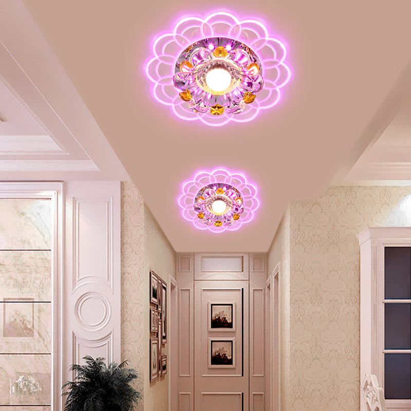 LED-Kristall-Deckenleuchte, moderne Flur-Unterputz-Deckenleuchte mit Loch 2–3,5 Zoll Durchmesser
