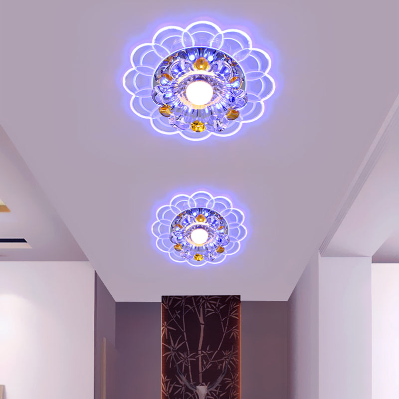 LED-Kristall-Deckenleuchte, moderne Flur-Unterputz-Deckenleuchte mit Loch 2–3,5 Zoll Durchmesser