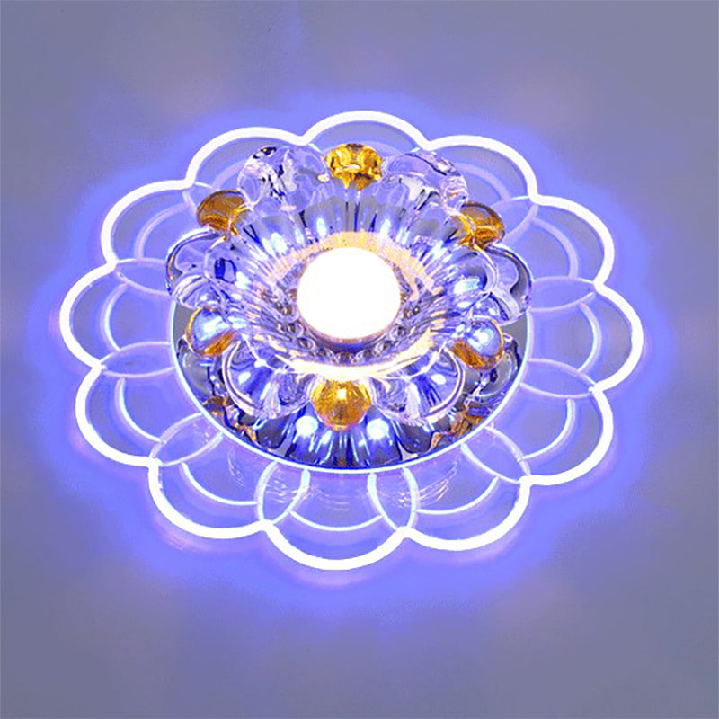 LED-Kristall-Deckenleuchte, moderne Flur-Unterputz-Deckenleuchte mit Loch 2–3,5 Zoll Durchmesser