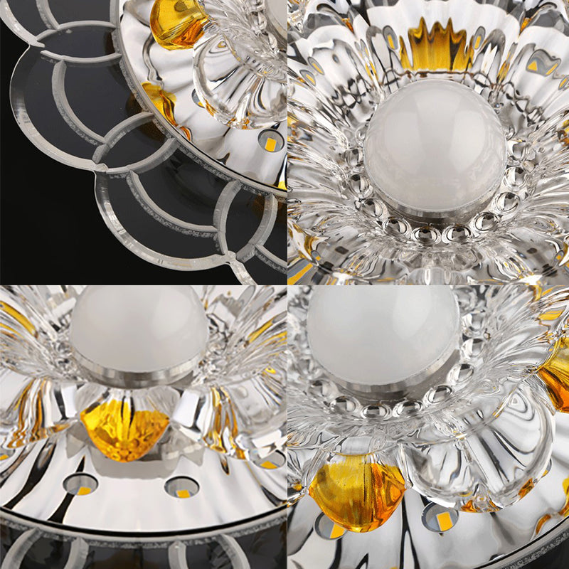 LED-Kristall-Deckenleuchte, moderne Flur-Unterputz-Deckenleuchte mit Loch 2–3,5 Zoll Durchmesser