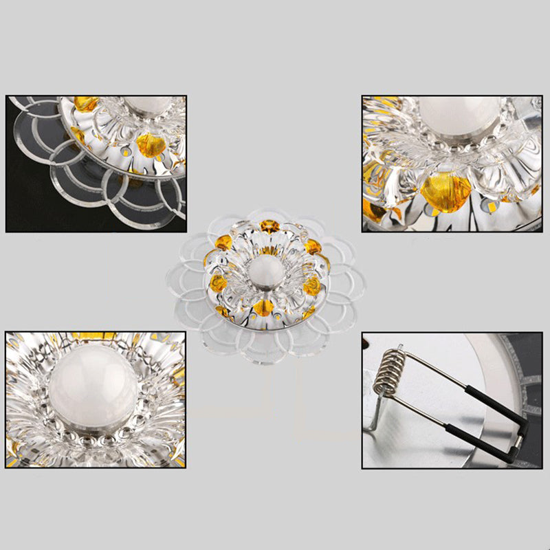 Lampada da soffitto a LED in cristallo Lampada da soffitto moderna per montaggio a incasso con foro 2-3,5 '' Dia
