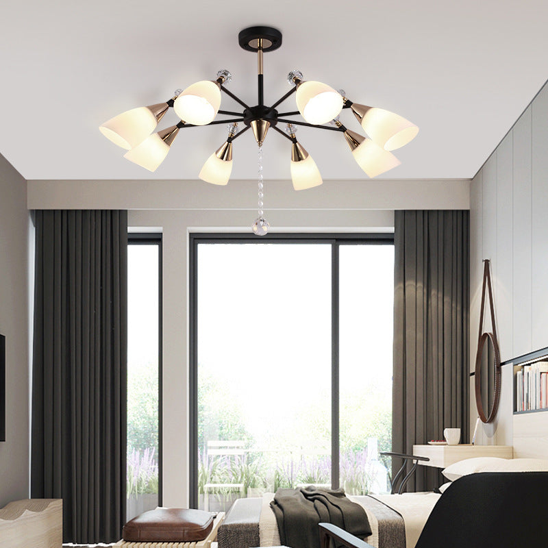 Metaal sputnik kroonluchter verlichtingsarmatuur moderne stijl hangende lamp in het zwart