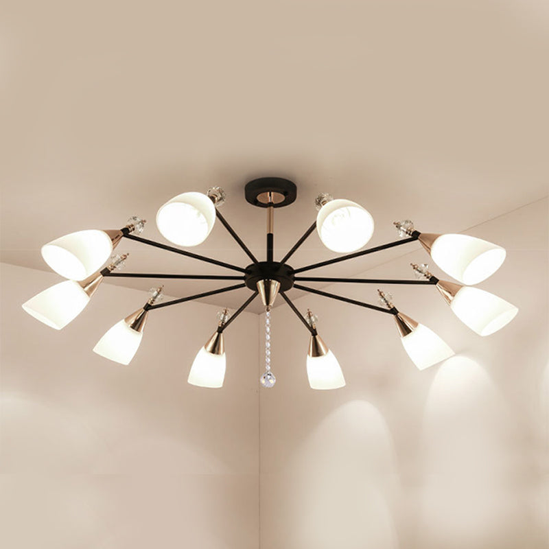 Metaal sputnik kroonluchter verlichtingsarmatuur moderne stijl hangende lamp in het zwart