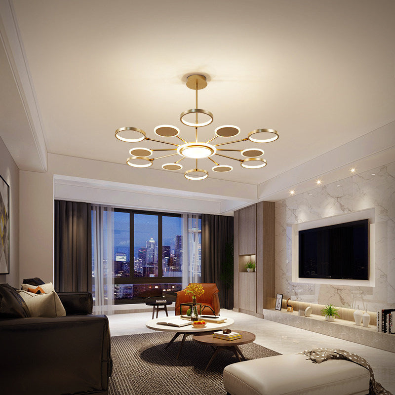 Postmoderne stijl LED kroonluchter licht multi -lichten metaal acryl hanger licht voor woonkamer
