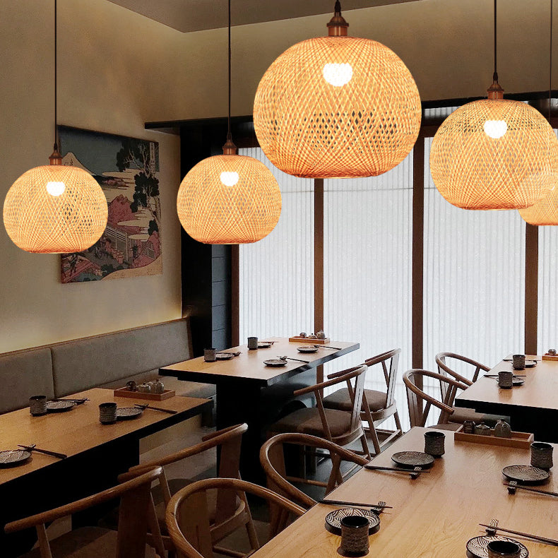 Moderne Stil Ballform Bambus Anhänger Leuchte