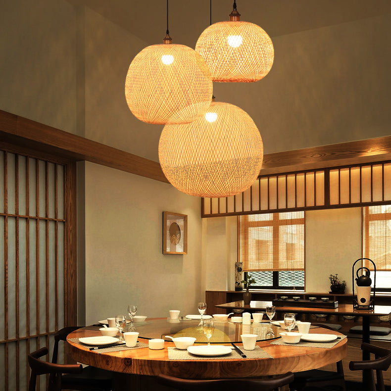 Moderne Stil Ballform Bambus Anhänger Leuchte