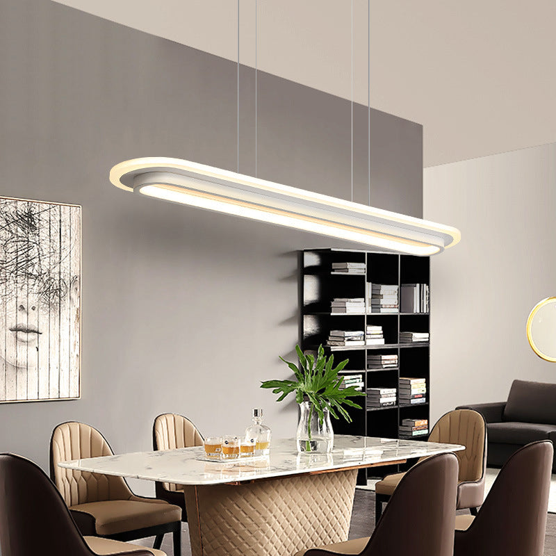 Modern Style Oval Shaped Island Pendant Metal 1 Light Island Light for Restaurant