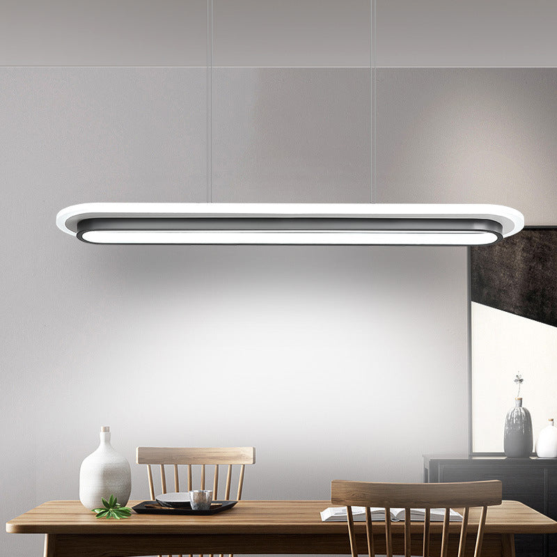 Modern Style Oval Shaped Island Pendant Metal 1 Light Island Light for Restaurant