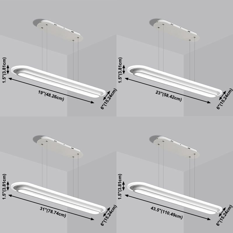 Modern Style Oval Shaped Island Pendant Metal 1 Light Island Light for Restaurant