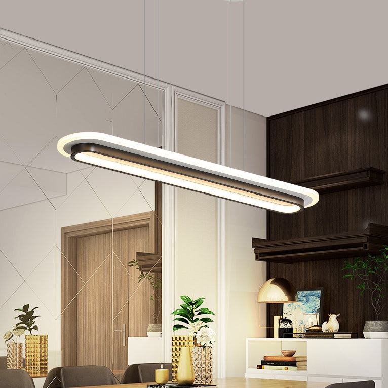 Modern Style Oval Shaped Island Pendant Metal 1 Light Island Light for Restaurant