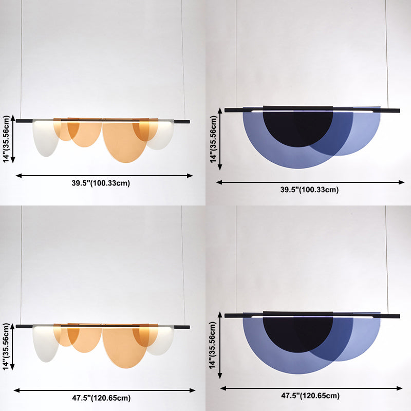 Modern Minimalist Island Light Fixture Half Round Shaped LED Pendant Lamp