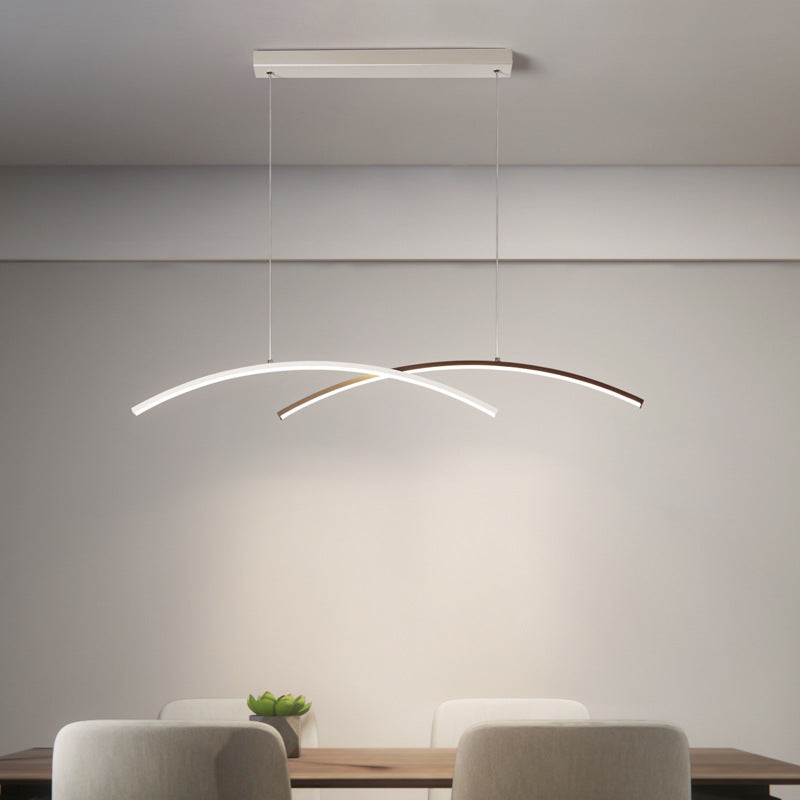 Linear Metallic Island Light Fixture Modernism LED Hanging Lamp Kit Light for Dining Room