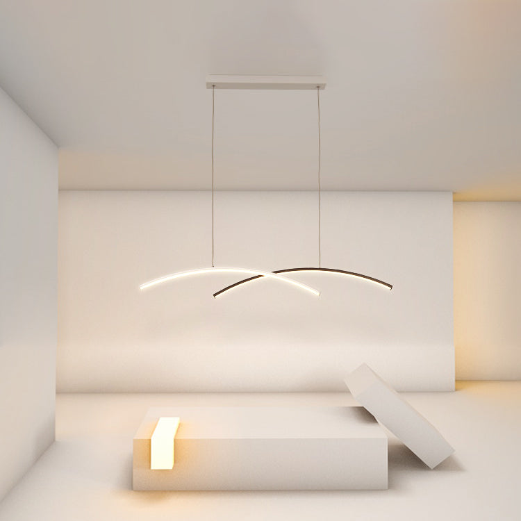 Linear Metallic Island Light Fixture Modernism LED Hanging Lamp Kit Light for Dining Room