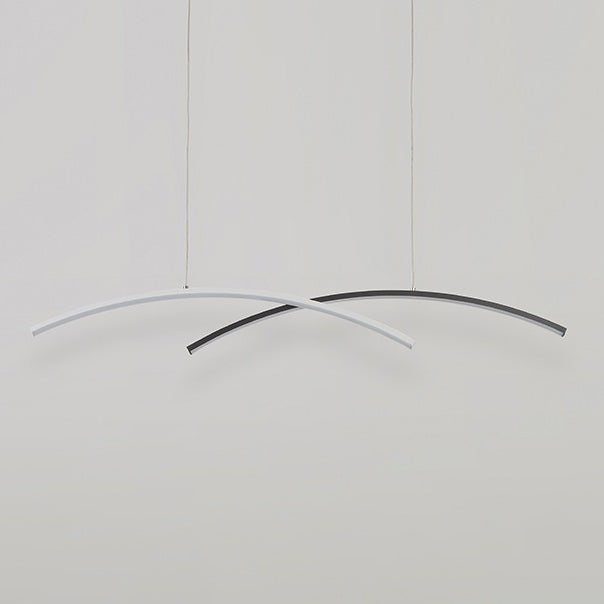 Linear Metallic Island Light Fixture Modernism LED Hanging Lamp Kit Light for Dining Room