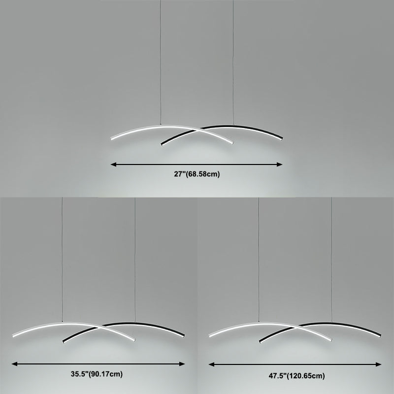 Linear Metallic Island Light Fixture Modernism LED Hanging Lamp Kit Light for Dining Room