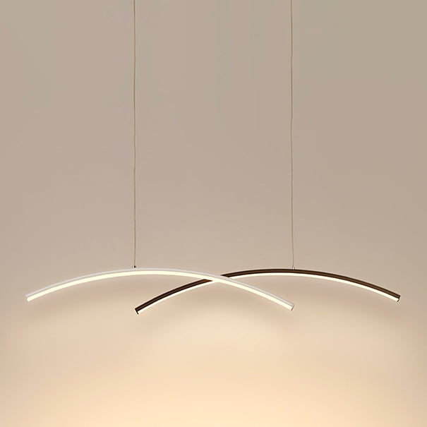 Linear Metallic Island Light Fixture Modernism LED Hanging Lamp Kit Light for Dining Room