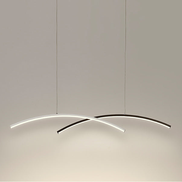 Linear Metallic Island Light Fixture Modernism LED Hanging Lamp Kit Light for Dining Room