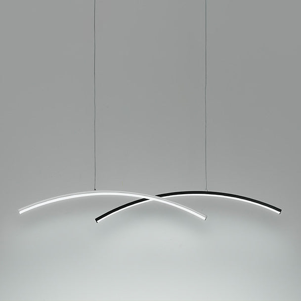 Linear Metallic Island Light Fixture Modernism LED Hanging Lamp Kit Light for Dining Room