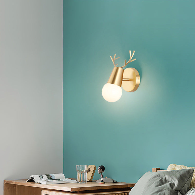 Antler Postmodern Wall Sconce One Bulb Wall Mounted Light Fixture for Sitting Room
