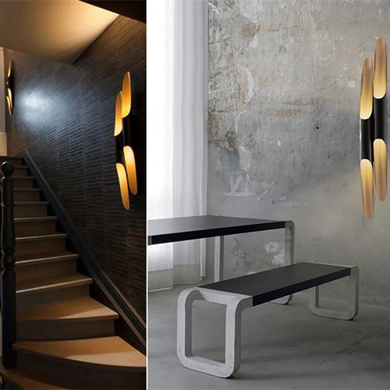 Slaapkamer Postmoderne muur SCONCE Metalen zwart-gouden wand gemonteerd verlichtingsarmatuur