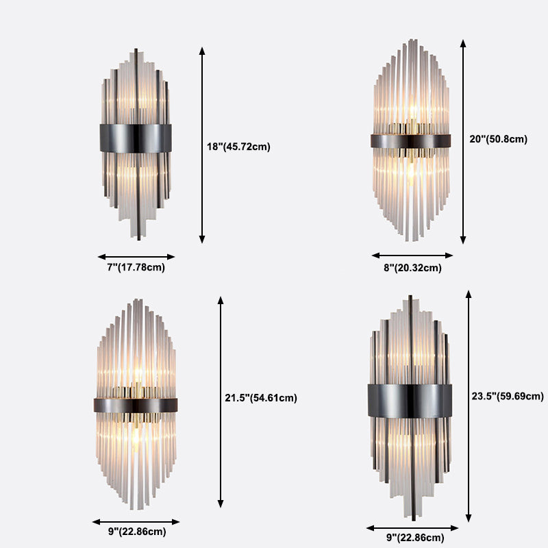 2-Bulb Postmodern Style Crystal Wall Mounted Lamp for Corridor Half Shade Wall Light Fixture