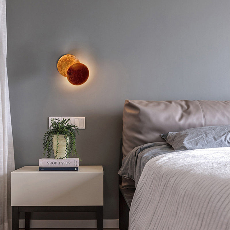 LED Rotatable Wall Light Fixture Modern Style Round Shape Wall Sconce Lamp for Bedroom